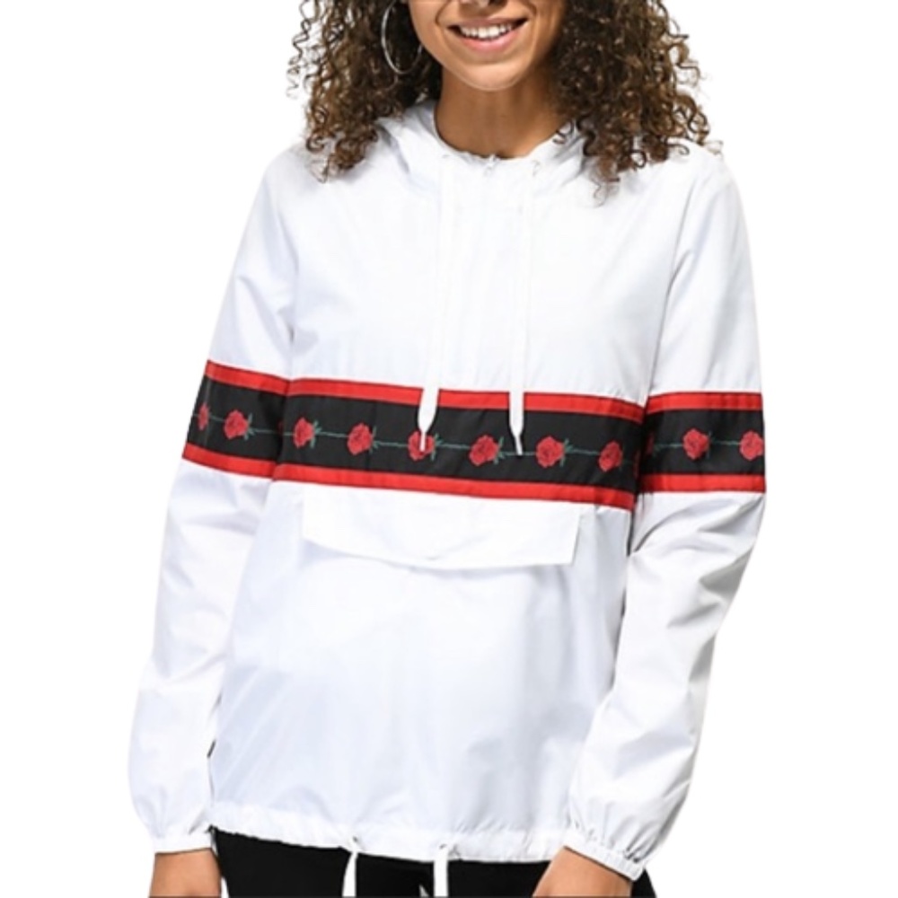 EMPYRE CLOTHING Windbreaker ZUMIEZ Jacket Shaylyn Anorak Jacket White Rose roses